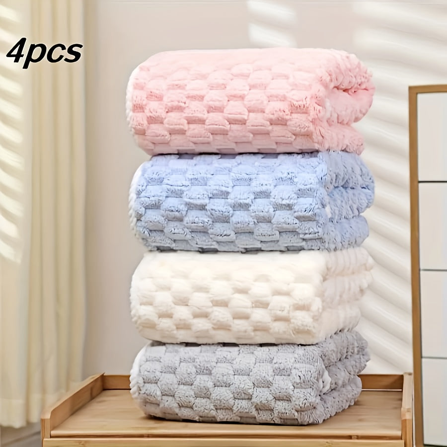 4-Pack Waffle Weave Ultra-Soft Bath Towels, Super Absorbent Quick-Dry Microfiber Towels for Adults, Quick-Drying Textured Towels, Soft Spa and Gym Travel Towels, Durable Material, Suitable for Daily Use - 80%, 20% Polyamide