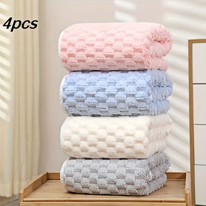 4-Pack Waffle Weave Ultra-Soft Bath Towels, Super Absorbent Quick-Dry Microfiber Towels for Adults, Quick-Drying Textured Towels, Soft Spa and Gym Travel Towels, Durable Material, Suitable for Daily Use - 80%, 20% Polyamide