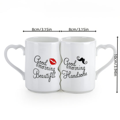 2pcs, Kissing Ceramic Mug, Creative Couple Mug, Love Mug, Kissing Mug, Drinking Coffee Together, Anniversary & Wedding Gift, Valentine's Day, Birthday, Engagement 360ml/12.1oz