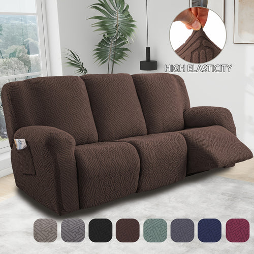 3SEATS 8pcs Recliner Slipcover Set, Flexible And Soft Slide Sleeve, Furniture Protector with Pocket, Suitable for Sofa Office Living Room