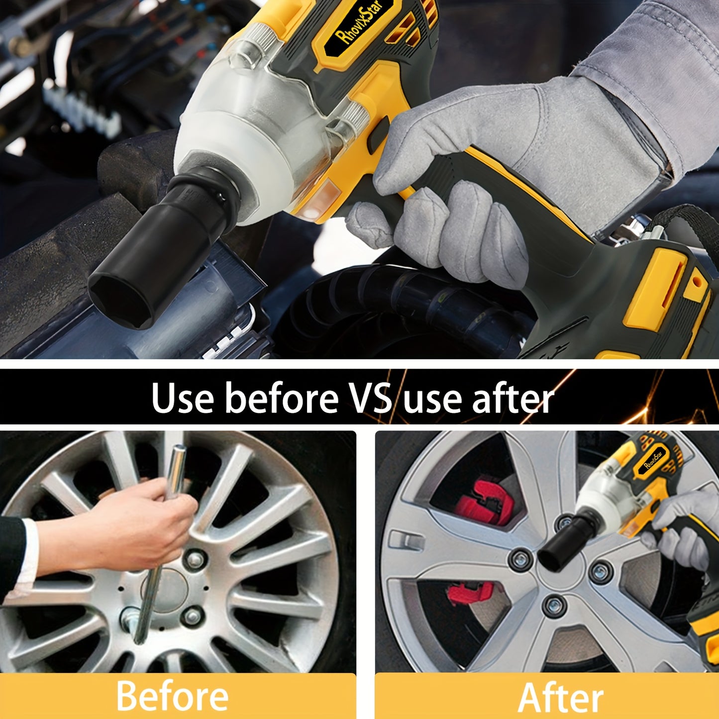Cordless Brushless Impact Wrench Set 21V, 1/2'' High Torque Impact Gun with 4000mAh Rechargeable Battery, Fast Charger, Variable Speed Control, Complete Accessories for Car, Motorcycle & Home Repair