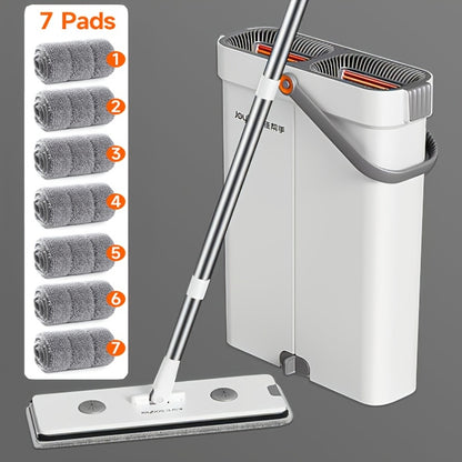 12.99/15.74 Inch Flat Mop And Bucket System, Includes 2/4/7 Reusable Microfiber Mop Pads, Floor Cleaning System, Wet Dry Mop, Wall Cleaner, 360 Degree Swivel Head, for Hardwood Floor Mop, Bedroom/Bathroom/Living Room Cleaning Supplies