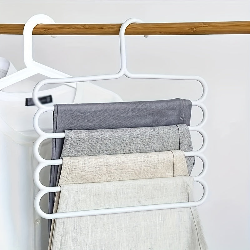 5pcs, Multifunctional Five-Layer Pants Rack, Anti Slip, Multi-layer Clothing Store Wardrobe Clothes Hanger, Scarf Storage Hanging Rack, Pants Rack