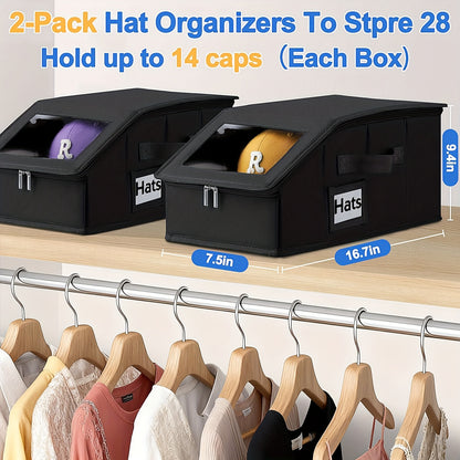 Stackable Hat Storage For Baseball Caps, 1pc/ 2pcs Hat Storage Boxes For Closet, Holds Up To 30 Caps With Cardboard, Hat Organizer For Women & Men