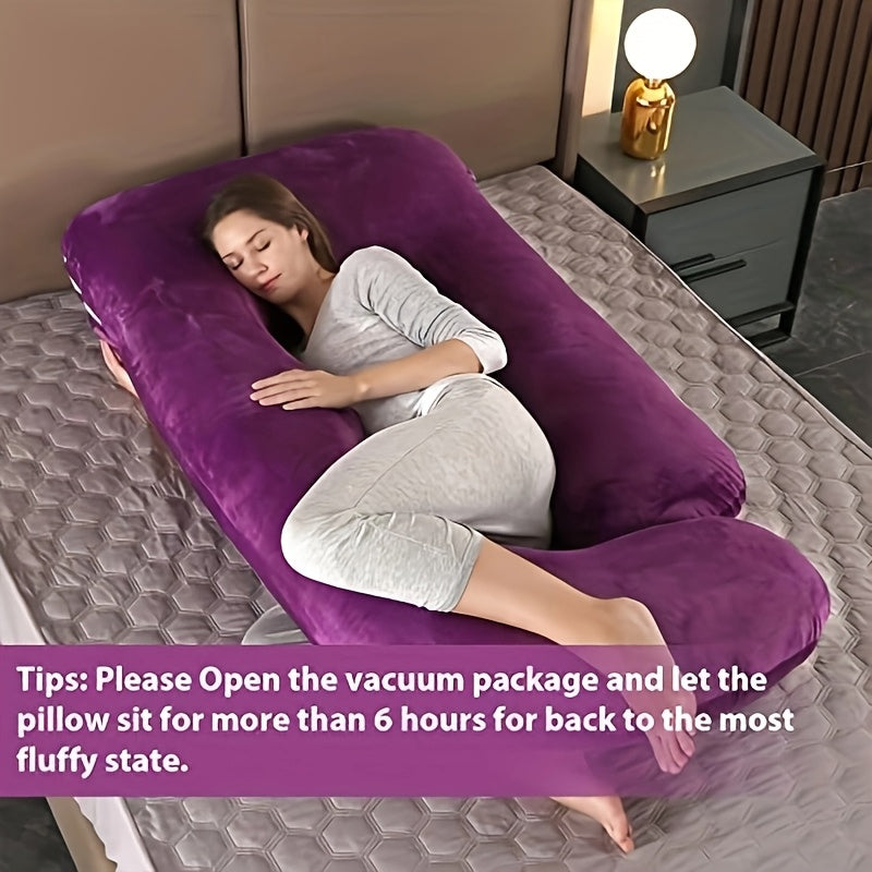 Pregnancy Pillow J-Shape 60 Inch Full Body Maternity Pillow with Velvet Cover – Back Leg Belly Support for Pregnant Women Side Sleeper Body Pillow Multiple Colors