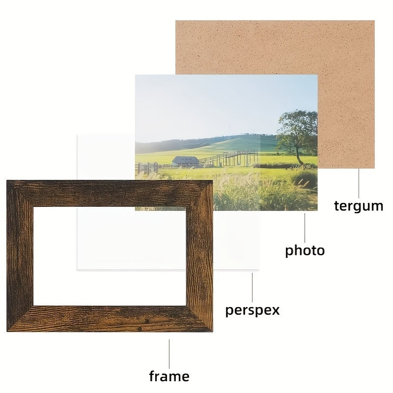 Picture Frame Set 4pcs Wooden Glass 4x6 with Flip-Top Display – Collage Photo Frames for Wall & Desktop, Interchangeable Mat, Home Decor Room Aesthetic – Wedding, Housewarming & Holiday Gift (White/Brown)