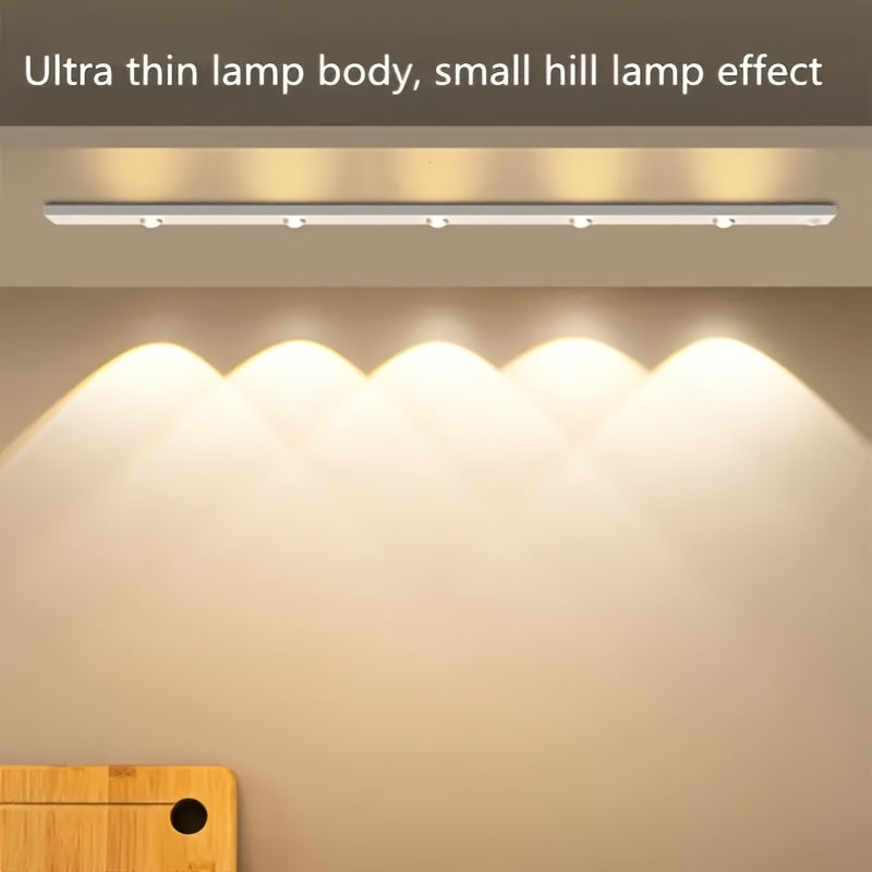 Motion Sensor LED Strip Light USB Rechargeable – 3-Color Dimmable Wireless Night Light for Kitchen, Wardrobe, Cabinet, Shoe Cabinet & Bedroom (20cm / 30cm / 40cm / 50cm, 1 or 2 Pack)