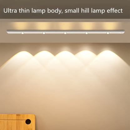 Motion Sensor LED Strip Light USB Rechargeable – 3-Color Dimmable Wireless Night Light for Kitchen, Wardrobe, Cabinet, Shoe Cabinet & Bedroom (20cm / 30cm / 40cm / 50cm, 1 or 2 Pack)