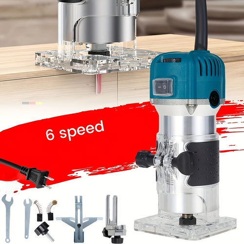 Wood Router, Router Tool Wood Trimmer Router Electric Hand Trimmer Laminate Milling Engraving Hand Machine Joiner Tool Electric for Slotting Trimming Carving 110V 800W 30000R/MIN