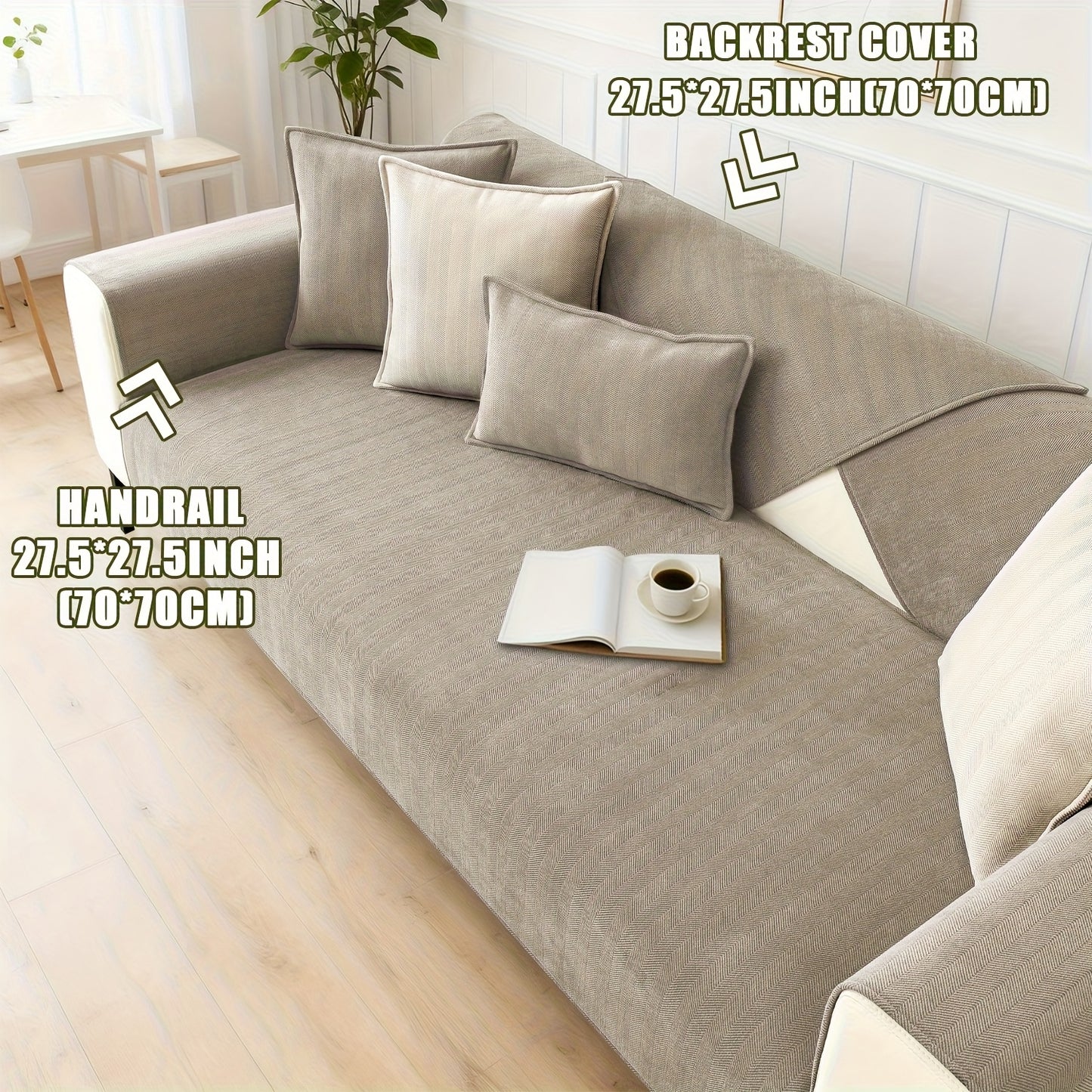 1pc of Pet-Friendly Chenille Ribbed Sofa Cover That Is Non-Slip And Machine Washable, Made from Soft Stretch Fabric Suitable for 2, 3, Or 4-Seater And Sectional Sofas. It Enhances Contemporary Home Decor in Living Rooms, Bedrooms, And Offices