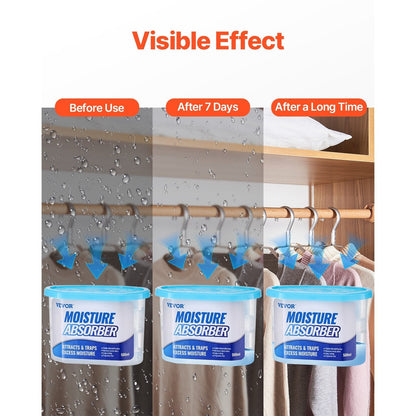 VEVOR Moisture Absorber Boxes, 10.8 oz Humidity Absorber Boxes (6 Packs), Fragrance Free Dehumidifier Attracts Extra Moisture from Your Bathroom, Closet, and Kitchen