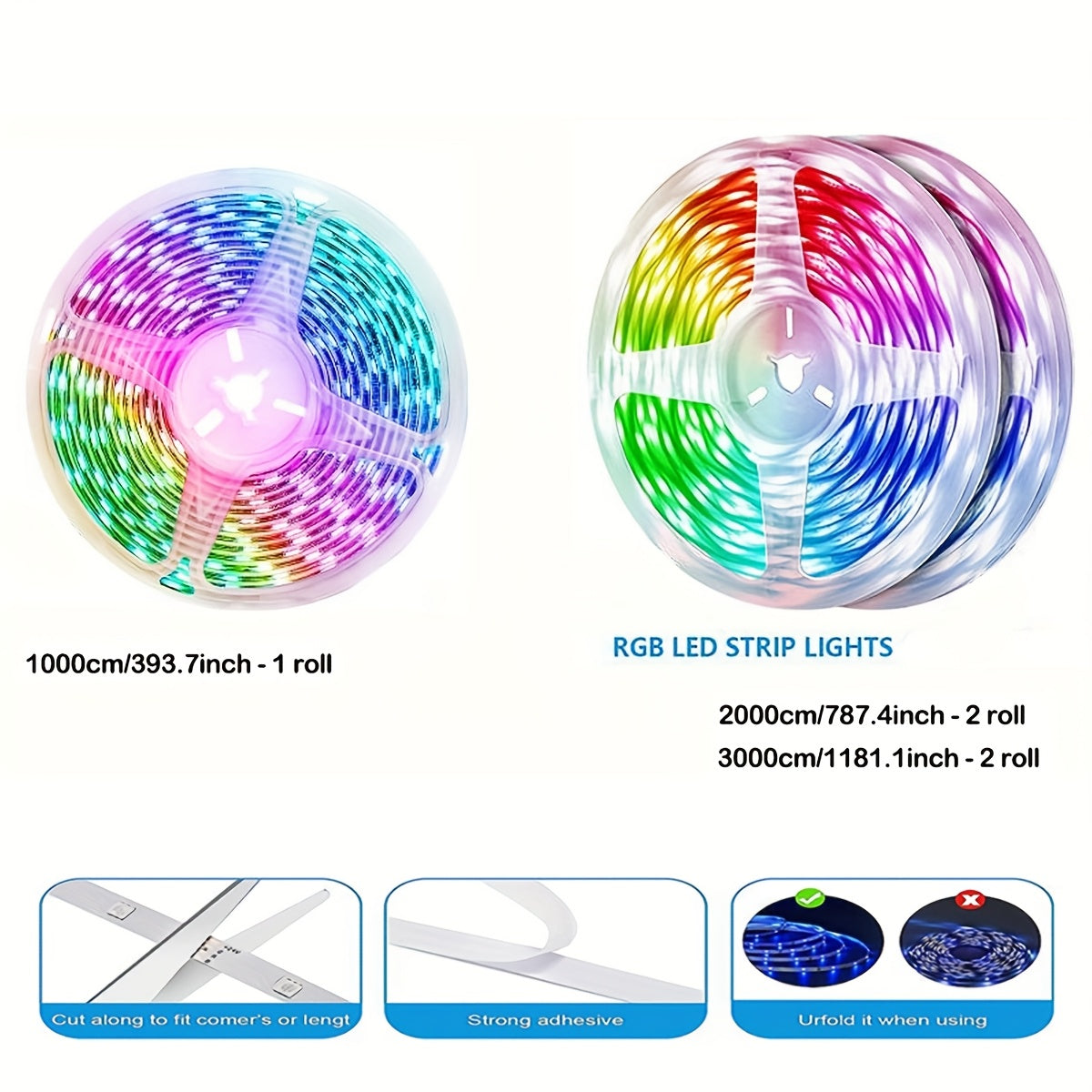 RGB LED Strip Lights Music Sync 5050 Color Changing LED Lights for Bedroom with App Remote Control 40 Key IR 16 Million Colors Dimmable Smart LED Light Strip Kitchen Gaming Room Party Decor 10m 20m 30m