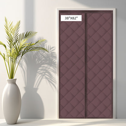 Magnetic Thermal Insulated Door Curtain, Fits 36" X 80" Door (Curtain Size 38'' X 82''), Insulation Cover Blanket for Winter/Sliding Glass/Patio Doors, Keep Cold Out, Grey/Brown