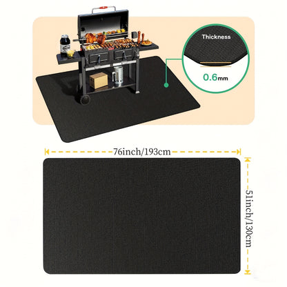 Large BBQ Grill Mat That Is Double-Sided, Fireproof, And Heat-Resistant, Suitable for Outdoor Grills, Fireplaces, Fire Pits, And Smokers. It Serves As a Waterproof And Oil-Proof Protector for Decks And Patios, And Is Easy to Clean