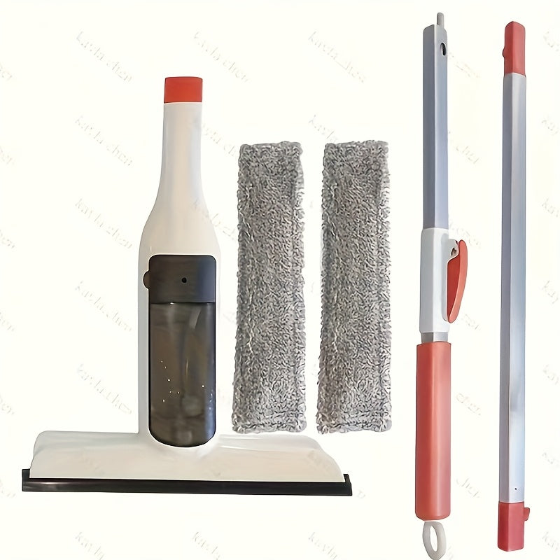 [3-in-1 Glass Cleaning] 3-in-1 Glass Cleaning Kit - Durable Metal Pole, Scraper Included - Ideal for High Windows, Shower Doors & Car Windshields - Essential Home Cleaning Tool