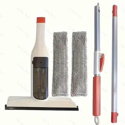 [3-in-1 Glass Cleaning] 3-in-1 Glass Cleaning Kit - Durable Metal Pole, Scraper Included - Ideal for High Windows, Shower Doors & Car Windshields - Essential Home Cleaning Tool