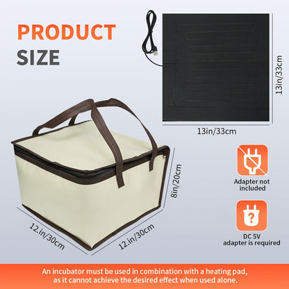 USB-Powered Bread Proofing Box with Carry Bag - Foldable Zippered Dough Fermenter Suitable for Pizza, Yogurt & Sourdough Starter, Portable Yeast Proofing Container for, USB Operation (No Batteries Required)