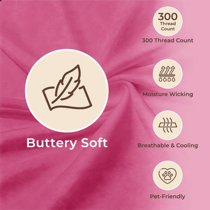 Cooling Sheet & Pillowcase Sets - 4pcs Iconic Collection Bedding -Rayon Derived From Bamboo, Deep Pocket Up to 14" Hotel Luxury, Extra Soft, Cooling Bed Sheets - Wrinkle, Fade, Stain Resistant Suitable for Room Decor Children's Rooms