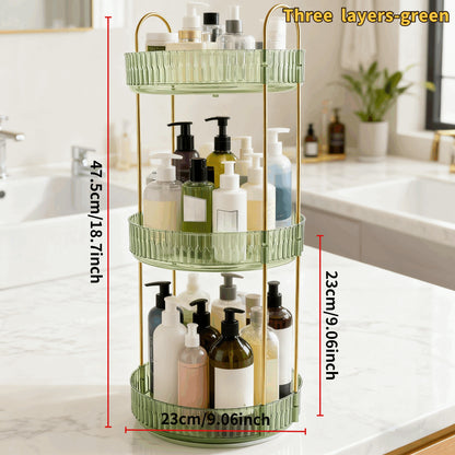 2/3 Floor Bathroom Trays 360 Rotating Makeup Organizer High-Capacity Skincare Clear Make Up Storage Perfume Organizers Detachable Multi-functional Assembly The Third Layer Comes with An Additional 2 U-shaped Hooks And 1 Tray, Bathroom Trays