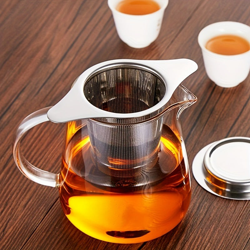 Stainless Steel Tea Strainer Set of 4 with Lid – Fine Mesh Tea Infuser with Dual Handles for Loose Leaf Tea, Herbs & Spices – Ergonomic Grip, Durable & Easy to Clean