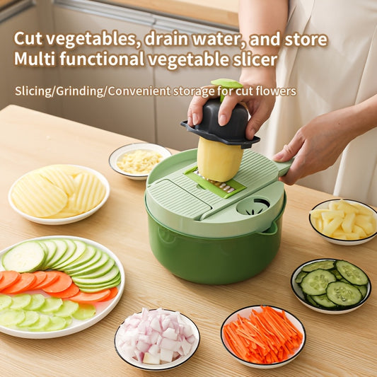 Vegetable Chopper 16-in-1 Heavy Duty Manual Food Processor with Container – Onion Dicer, Potato Slicer, Garlic Mincer, Carrot Cutter, Multi-Function Kitchen Veggie Chopper for Tomato, Pepper, Cucumber
