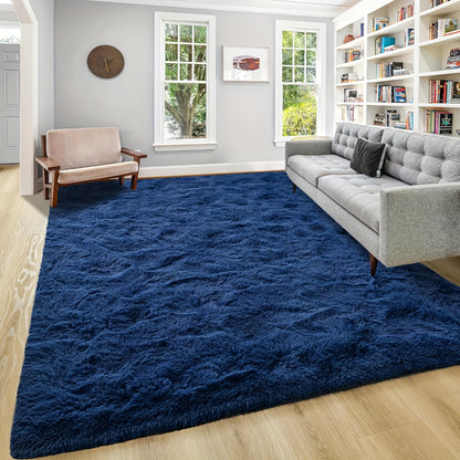 Shaggy Plush Area Rug - Soft Fluffy Carpet for Living Room, Bedroom & Sofa | Non-Slip Machine Washable Tie-Dye & Solid Color Long Pile Rug | Luxury Home Decor Floor Mat in Multiple Sizes & Colors