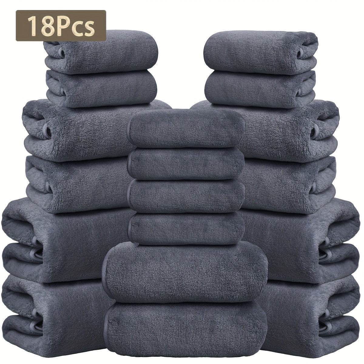 18pcs Coral Velvet Towel Bath Towel Set, 4 Bath Towels, 4 Towels, 10 Square Towels, Suitable for Hotel, Home, Travel, Spa