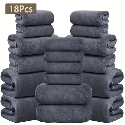 18pcs Coral Velvet Towel Bath Towel Set, 4 Bath Towels, 4 Towels, 10 Square Towels, Suitable for Hotel, Home, Travel, Spa