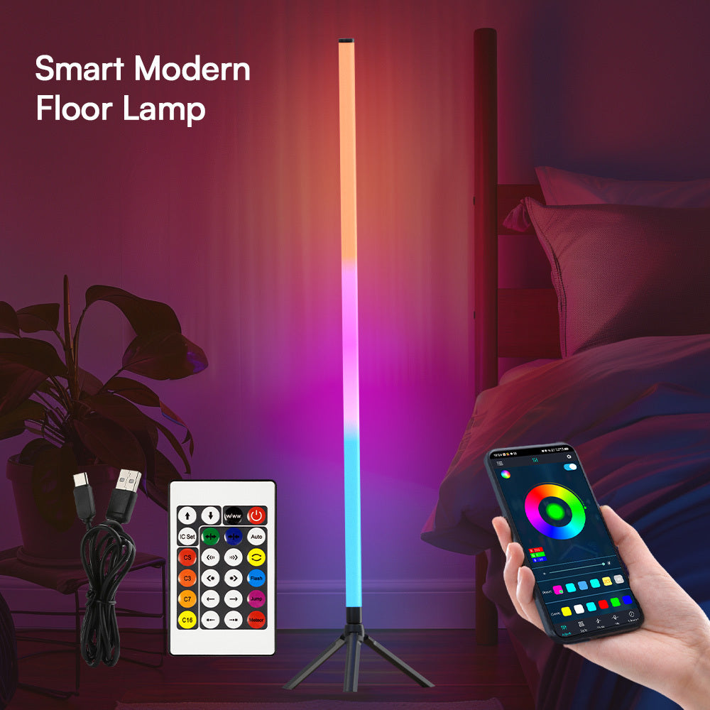 RGB Tube Light with Stand – Smart App & Remote Control, Music Sync Color Changing, Timing, USB Powered for DJ Lighting, Photography, Dance Club, Game Room & Festival (1 or 2 Pack)