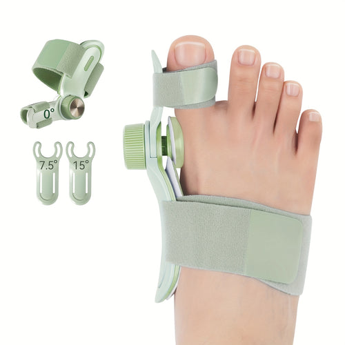 Bunion Corrector Splint with Double Correction – Stepless Adjustable Knob, 3-Angle Fixing Plate, Fits Left & Right Foot for Men & Women
