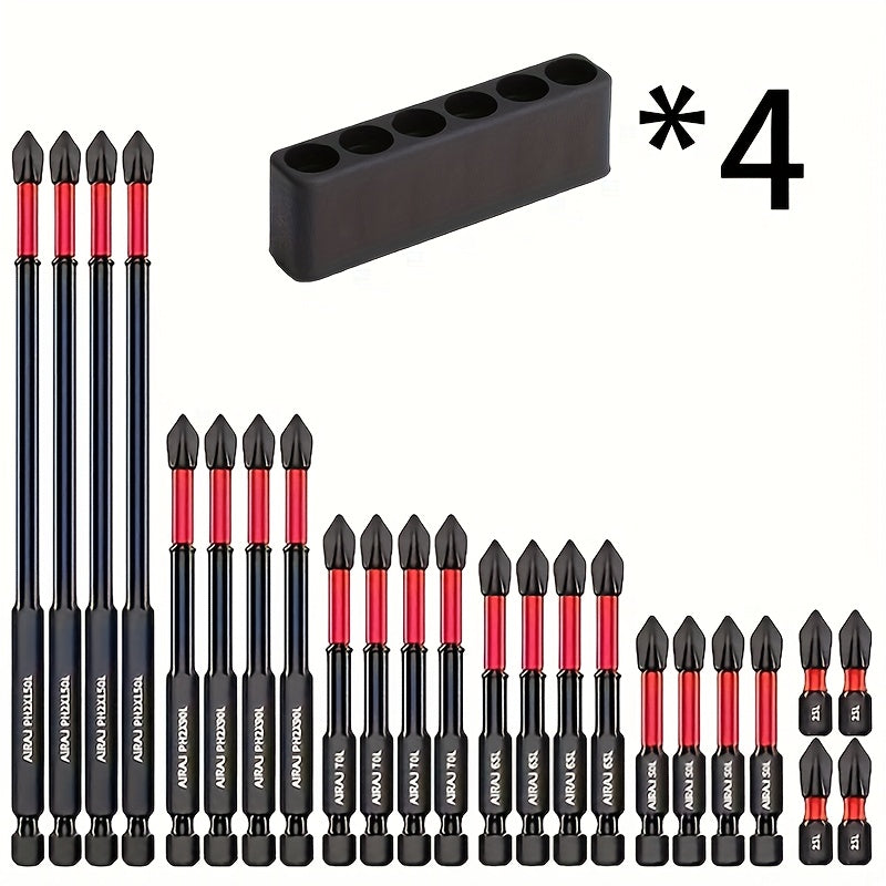 60/24/12/6/2pcs S2 Anti Slip and Impact Screwdriver Bit | Cross Screwdriver Bit, Magnetic Drill Bit, High Hardness Screwdriver Bit, Anti Slip Teeth, Suitable for Home Decoration, Outdoor Bicycle Repair Tools, High Hardness Tungsten Steel