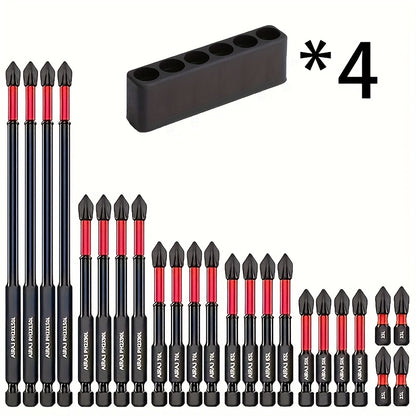 60/24/12/6/2pcs S2 Anti Slip and Impact Screwdriver Bit | Cross Screwdriver Bit, Magnetic Drill Bit, High Hardness Screwdriver Bit, Anti Slip Teeth, Suitable for Home Decoration, Outdoor Bicycle Repair Tools, High Hardness Tungsten Steel