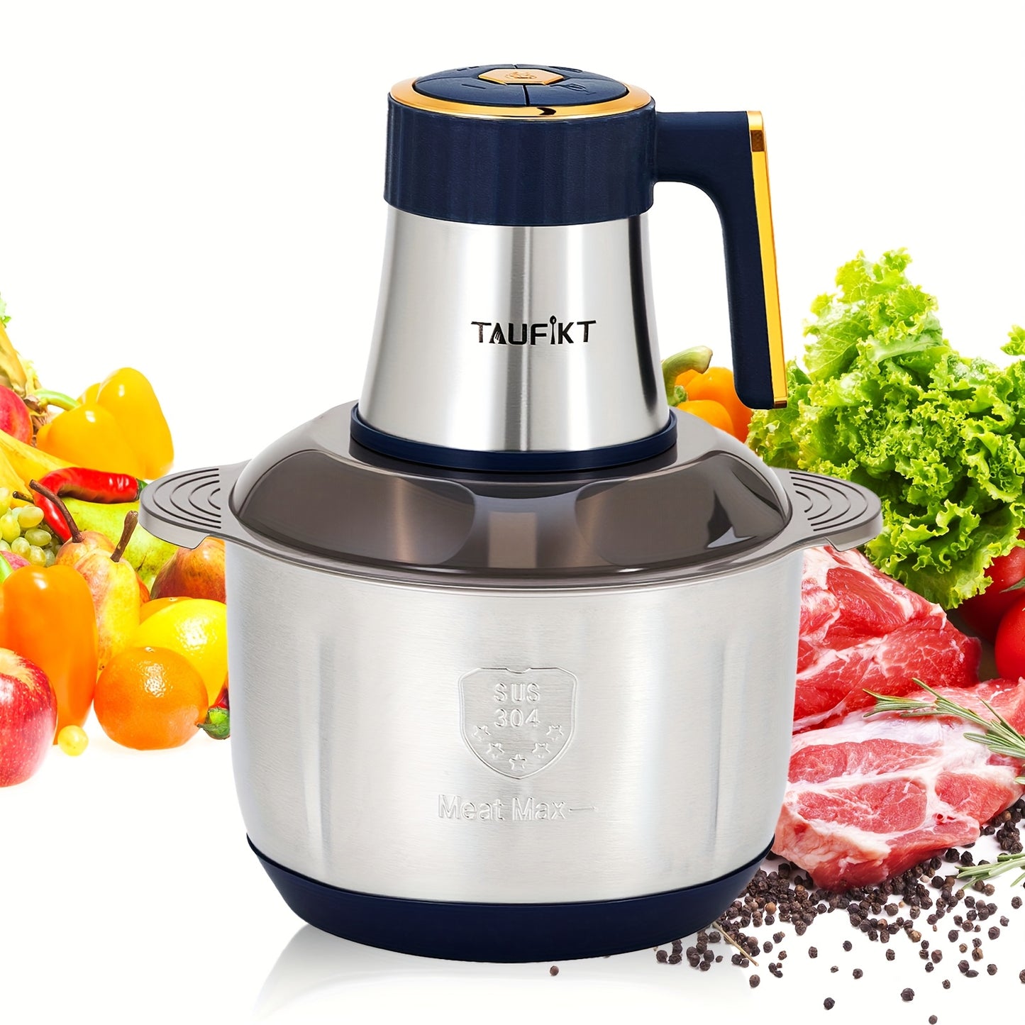 1.32gal 5-speed 6-speed 6-speed Blade 6-second Fast Meat Grinder, Household Function, Minced Vegetable Meat Grinder, Garlic Puree Complementary Food, Juice Noodles, One Machine, 5-speed Electric Cookware, Can Come Into Contact with Food