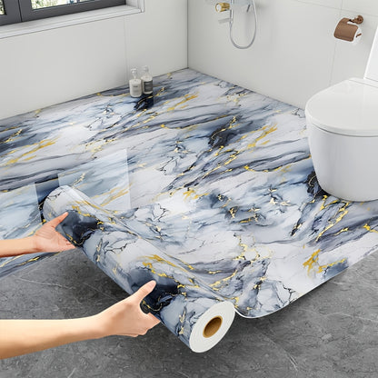 Peel and Stick Floor Tile Sticker 15.7"x118" Self-Adhesive Marble Pattern Vinyl Roll – 3mm Thick Removable Flooring for Kitchen Backsplash, Bathroom, Shower Room & Home Renovation