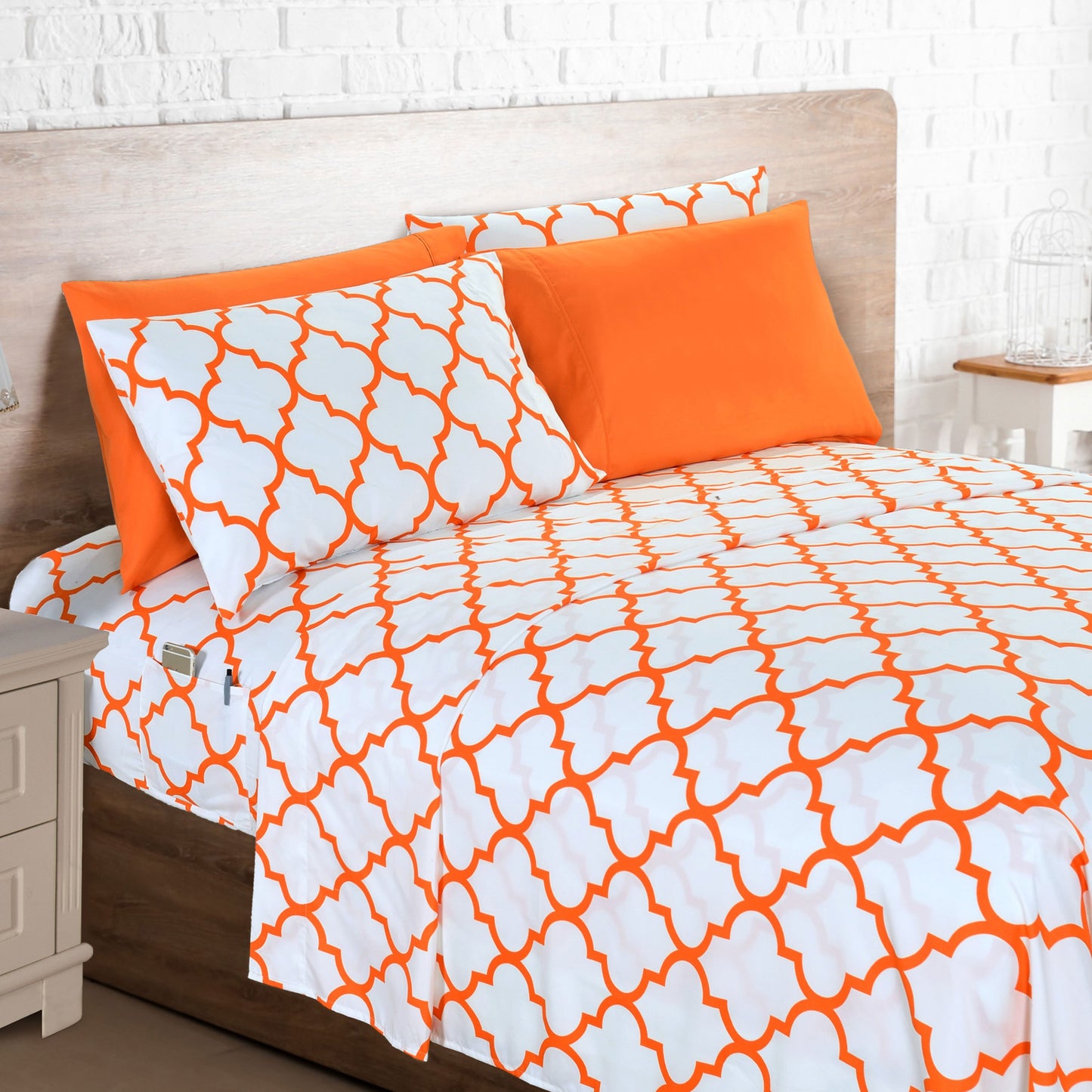 Elegant Comfort Luxury 4/6pcs Geometric Trellis Sheet Set 16 inch deep pockets - Ultra Soft Machine Washable Luxury 6-Piece Bed Sheet Set - Fade and Wrinkle Resistant Premium Hotel Quality Twin/Full/Queen/King Bedding Set- 6PC Sheets For Daily Use, Dorms,