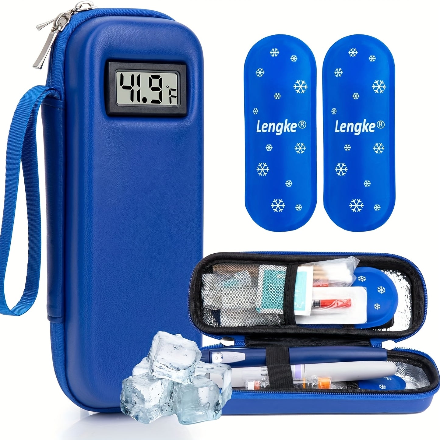 Insulin Cooler Travel Case with Temperature Display, Portable Diabetes Travel Case with 2 TSA Approved Ice Pack for Insulin Pen And Other Diabetic Supplies
