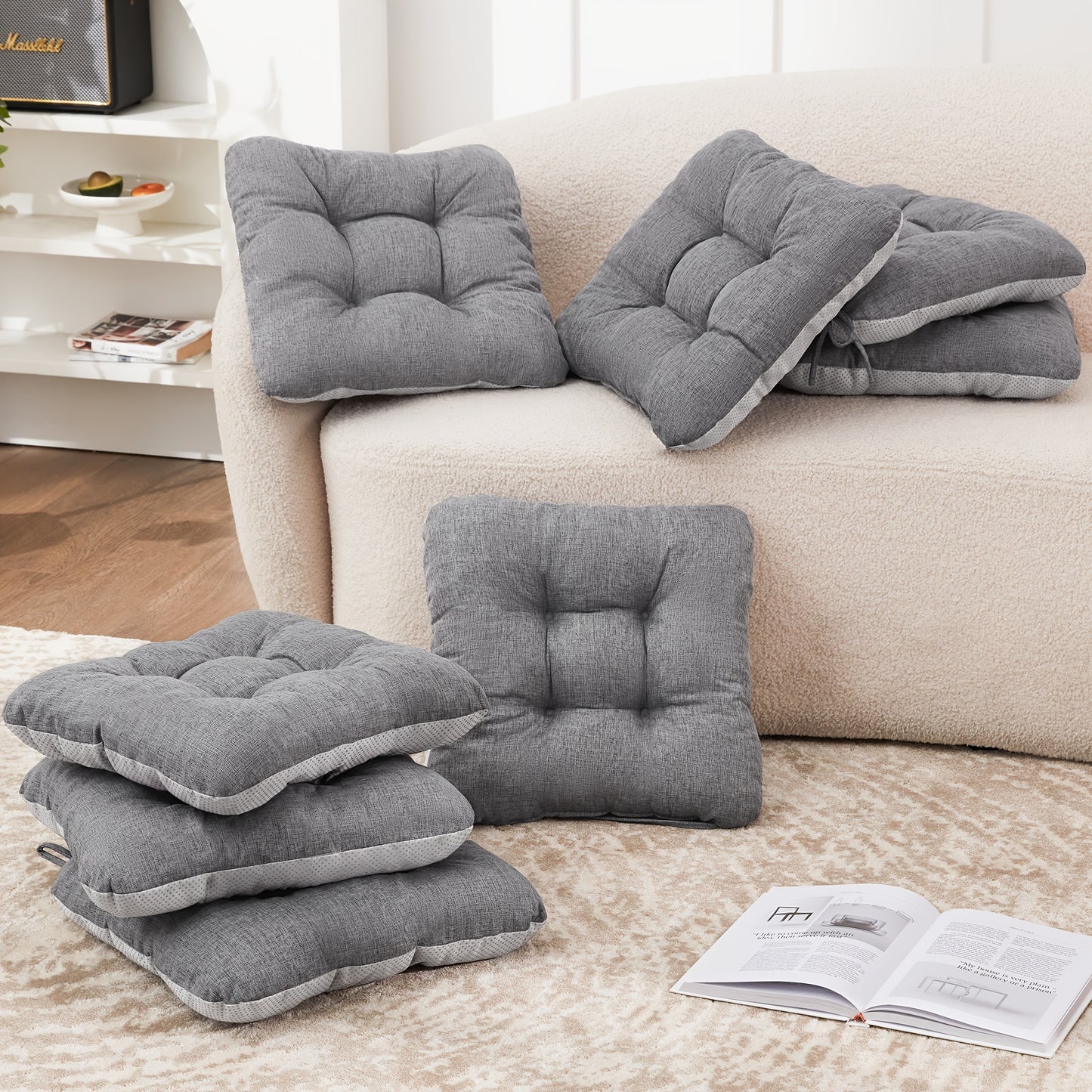 New Year 4/8pcs Memory Foam Chair Cushions, M L Size Available, Outdoor/Indoor Chair Pads for Dining Chairs 4/8 Pack, Seat Cushions for Kitchen, Dining Room, Office, Patio Chair