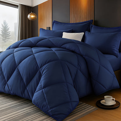 Comforter Set 2/3 Piece - Diamond Grid Quilted Down Alternative Comforter with Pillowcases, Soft Microfiber Breathable All Season Bedding Set, Twin Queen King, Multiple Colors