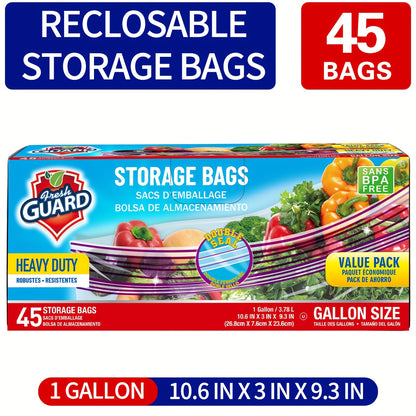 Reclosable Food Storage Bags Heavy Duty Ziplock Seal Fresh-Keeping Bags for Fruits Vegetables Grains Meat Kitchen Organizer Multiple Sizes 0.25 Gal 1 Gal 2 Gal