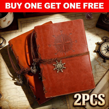 [Christmas Halloween Birthday] Buy 1 Get 1 Free, 2pcs Retro Spiral Notebook Diary Notepad, Vintage Pirate Anchors Note Book, Replaceable Stationery Traveler Journal Gift, Present For Hollween/ Christmas/ Birthday/ Graduation/ Father's Day/ Mother's Day/ N
