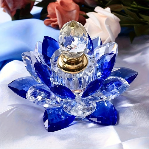 Creative Lotus-Shaped Glass Perfume Bottle, Crystal Decorative Desktop Ornament, Unscented, Glass Decoration, Birthday, Christmas/Holiday Gift