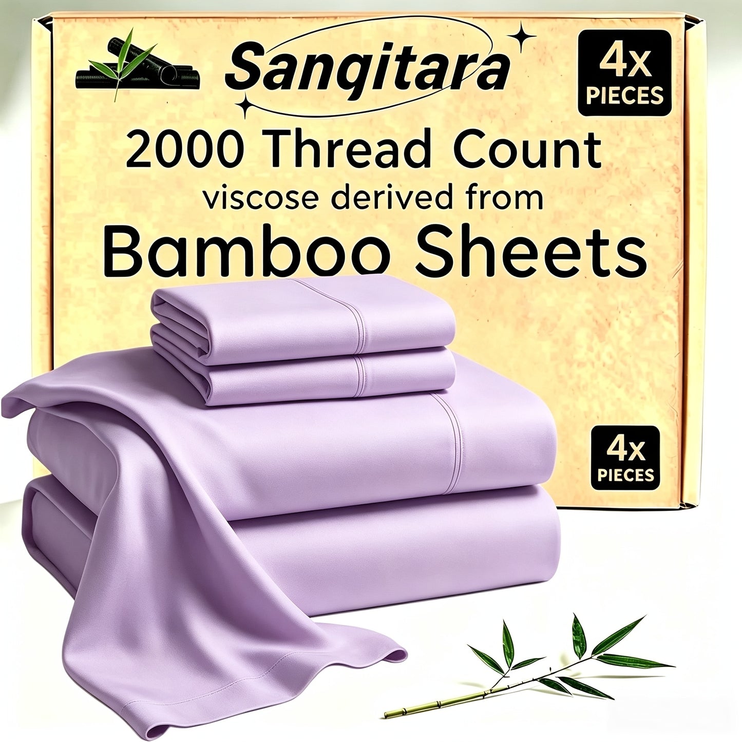 Cooling Bed Sheet King Sets Suitable for Hot Sleepers - Luxurious Ultra-Soft Bamboo Blend Sheets with Deep Fitted Base, King & Queen Size Cooling Bedding for Heavy-Sided Mattresses, Machine Washable (Pink/Grey), Christmas Decor