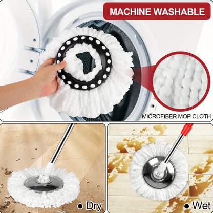 4/8 Pack Spin Mop Replacement Head 360° Microfiber Mops Refills Easy Cleaning Round Shape Standard Size