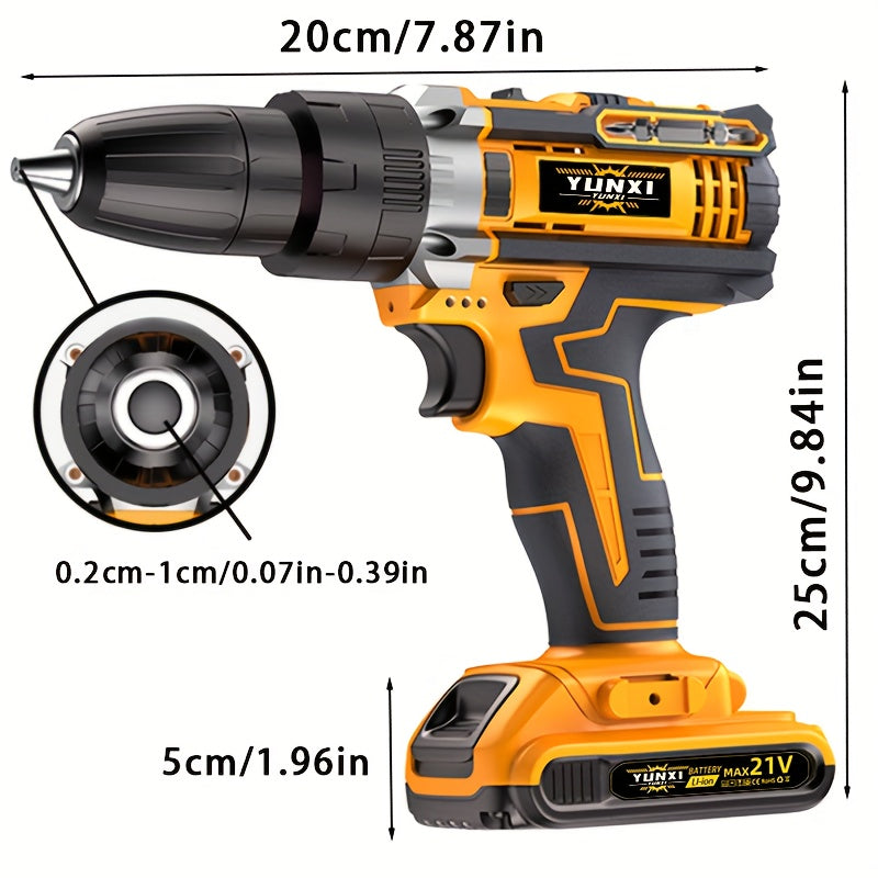 21V Cordless Impact Drill Set, Wireless Drill Set, Household Power Tool Set, with Battery And Quick Charger, Battery Powered, Multifunctional Tool, Tool Set, Men's Tool - Perfect for DIY And Family Projects, A Gift for Boyfriends And Fathers.