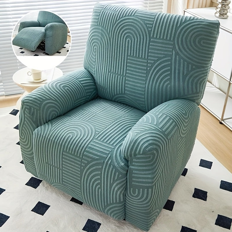 Elastic Jacquard Recliner Sofa Cover, Single Seat Relaxing Reclining Chair Covers, Relax Armchair Cover Furniture Protector for Living Room Bedroom Office Decor