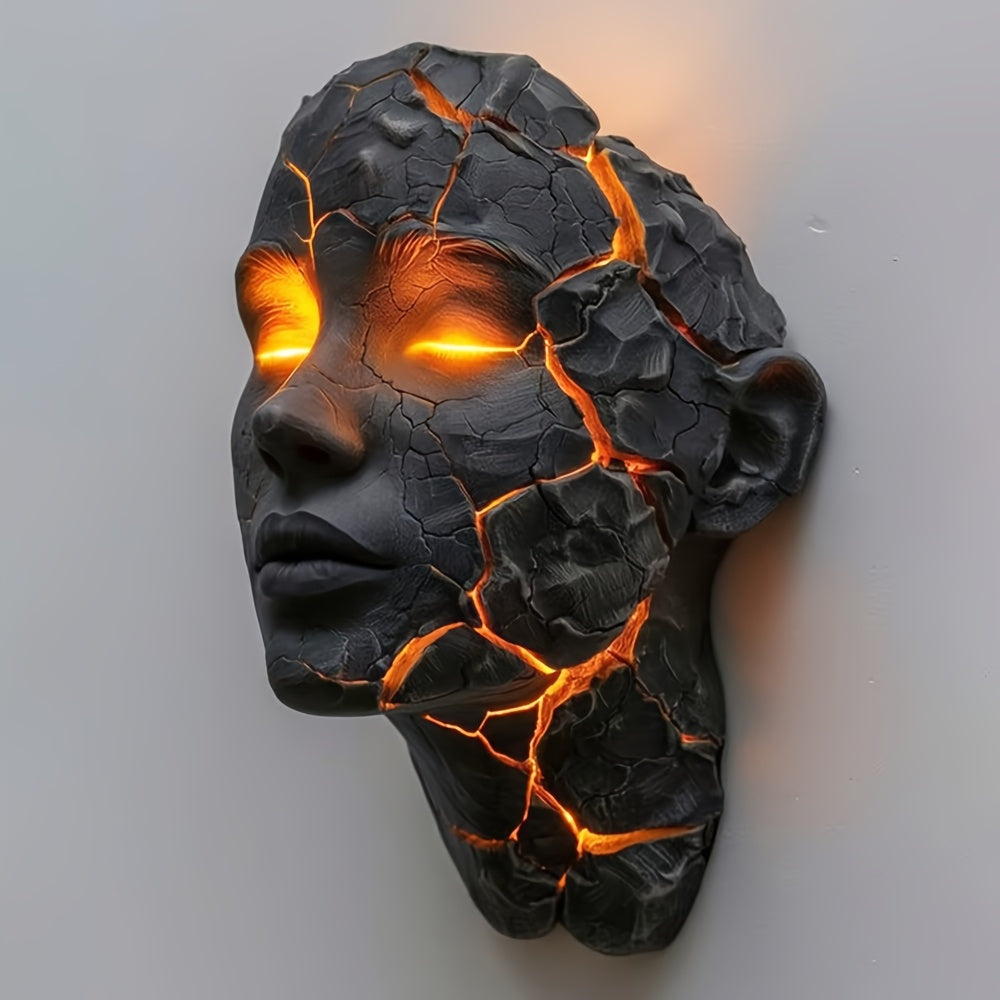 3D Shattered Wall Lamp LED Night Light | Broken Face Moving Effect Wall Decor Light for Bedroom Living Room Bar Cafe Gothic Home Lighting Plug-in Easy Install