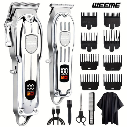 [Father's Day Gift] WEEME 2pcs Electric Hair Cutting And Beauty Combination Men's Professional Hair Clipper Cordless Hair Clipper Rechargeable Trimmer Men's Beard Trimmer Hair Clipper And Hair Clipper Kit.Father's Day Gift For Men