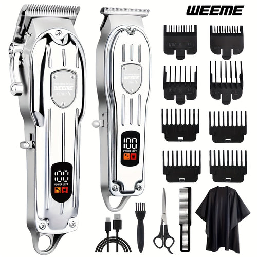 [Father's Day Gift] WEEME 2pcs Electric Hair Cutting And Beauty Combination Men's Professional Hair Clipper Cordless Hair Clipper Rechargeable Trimmer Men's Beard Trimmer Hair Clipper And Hair Clipper Kit.Father's Day Gift For Men