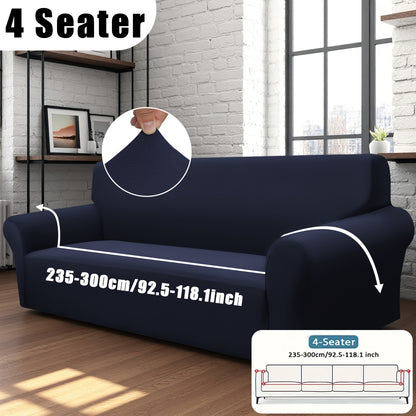Classic Stretch Sofa Cover with Elastic Band, Milk Fiber Fabric Slipcover-Grip, Machine Washable, Polyester & Spandex, Fits Armchair to 4-Seater Sofas, International Style Throw Design