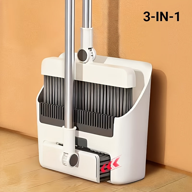 3pcs Three-in-one Broom Dustpan Set Combination Of Household Broom Wiper Non-stick Hair Sweeper God Of Garbage Broom